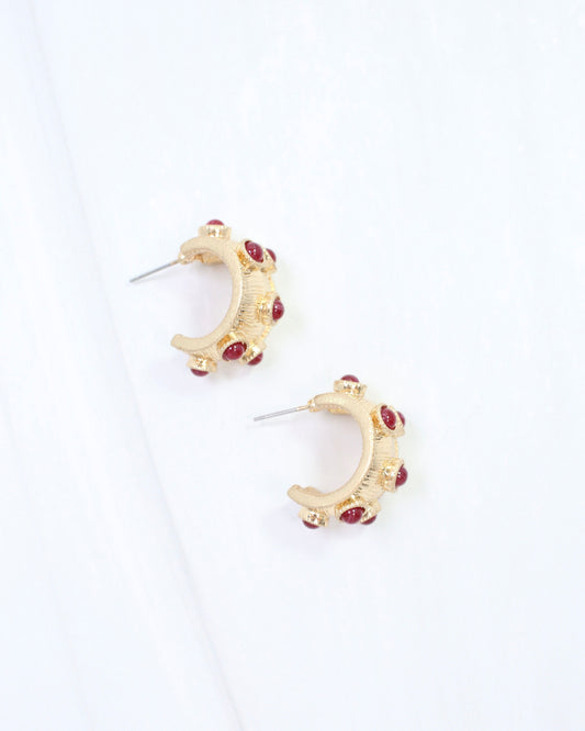 Miriam Textured Hoop Earring Garnet