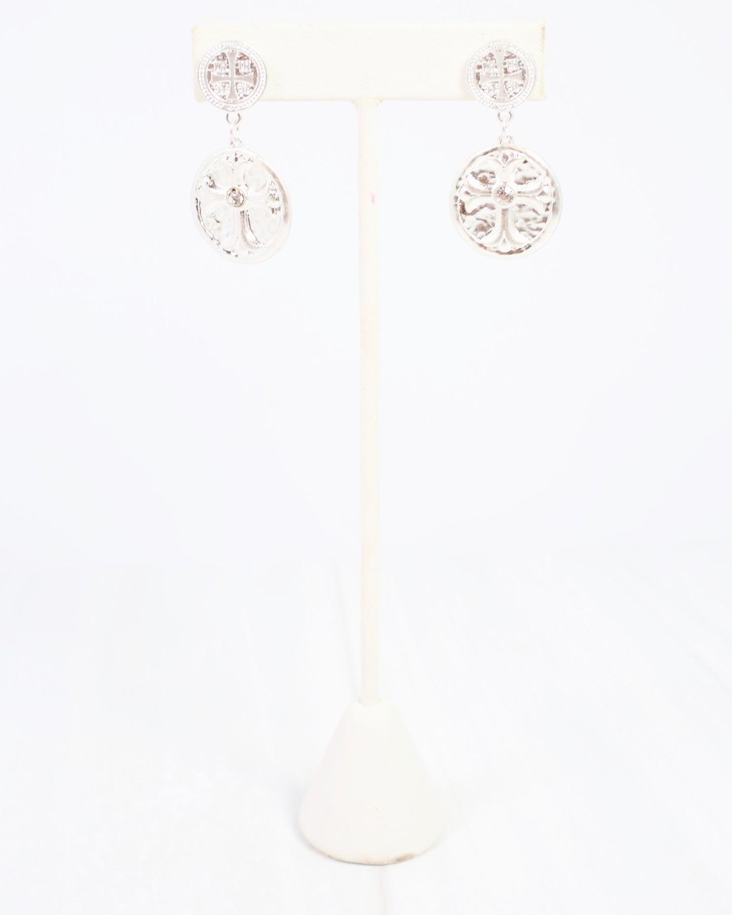 Sydney Cross Earring Worn Silver