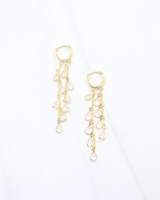 Nancy CZ Huggie Dangle Earring WR Gold