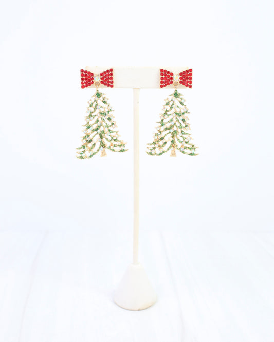 Twinkle Christmas Tree Earring Red