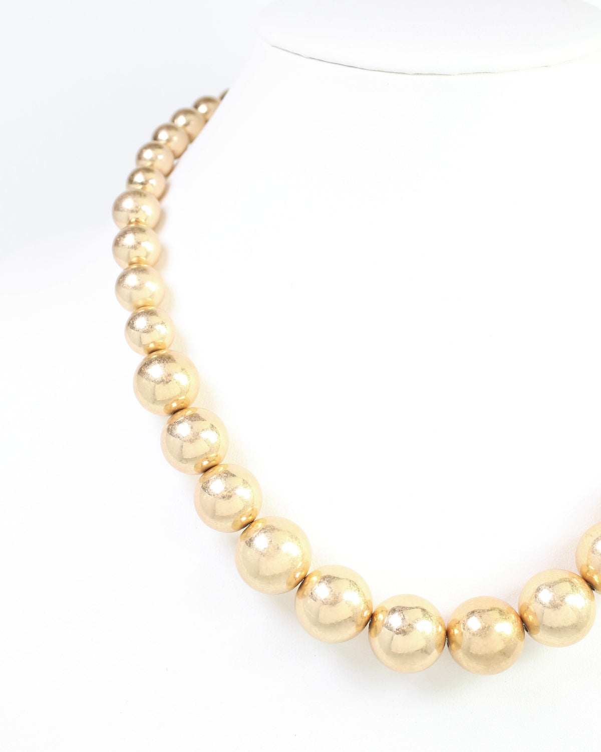 Brookie Graduated Bead Necklace Worn Gold