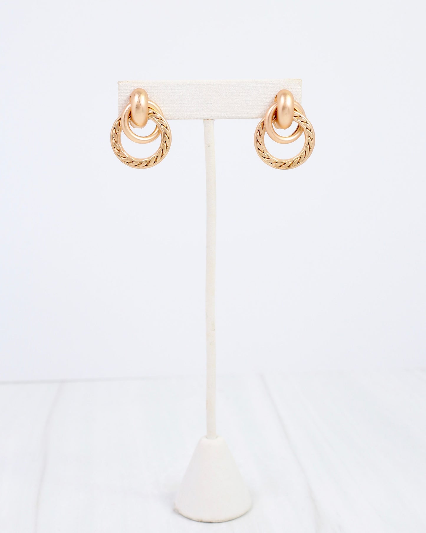 Coosa Twisted Double Loop Earring Matte Gold