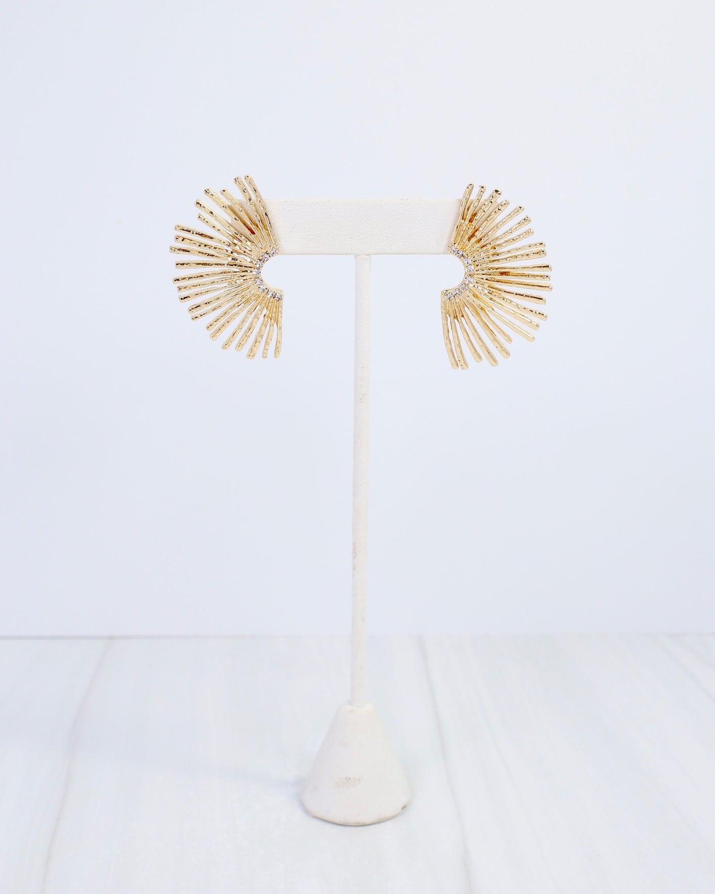 Amarie CZ Fan Post Earring Gold