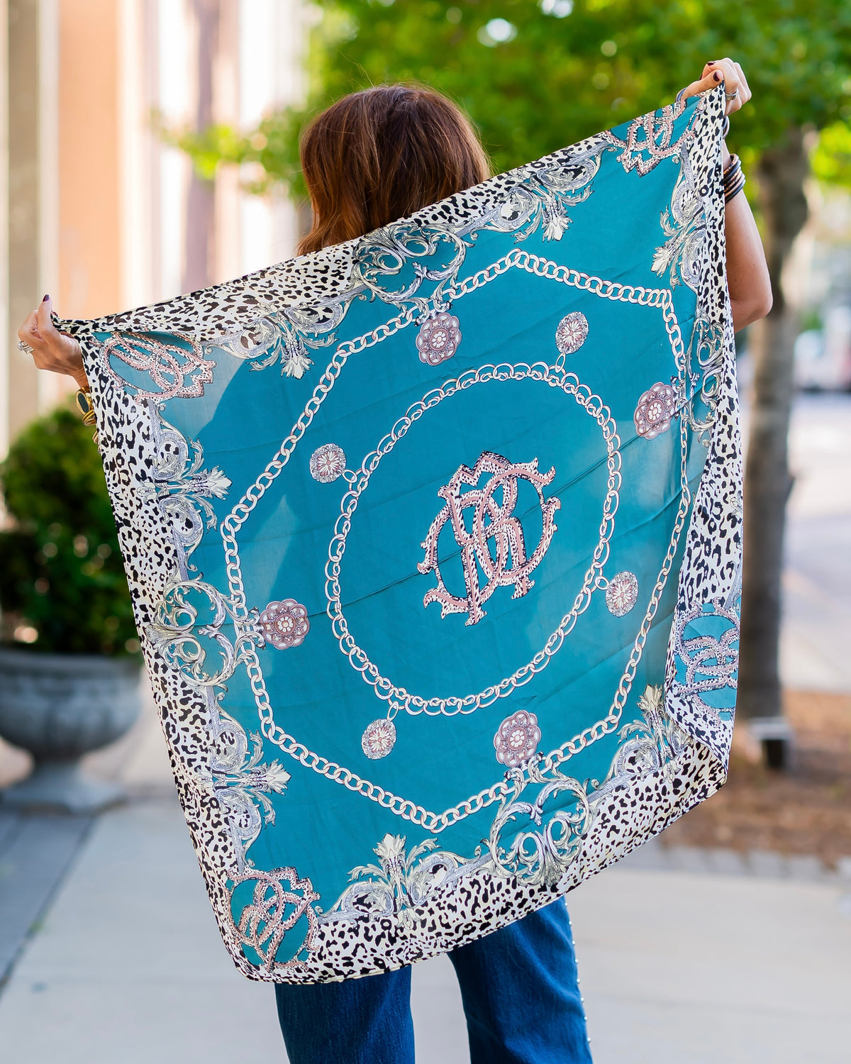 Louise Chain and Animal Print Scarf Teal