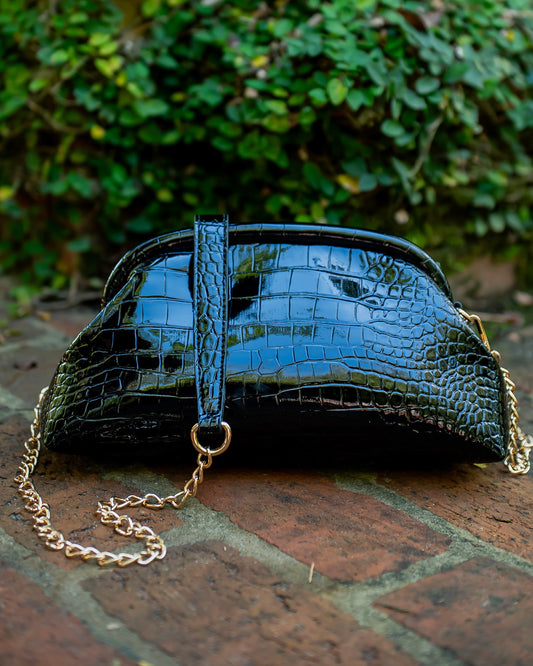 Lennox Folding Clutch Black Patent EC