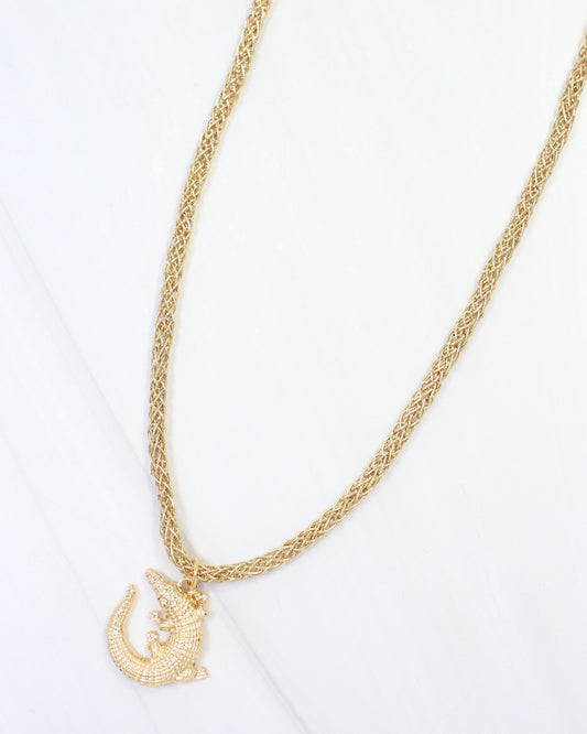 Corie Cord Necklace Alligator Gold