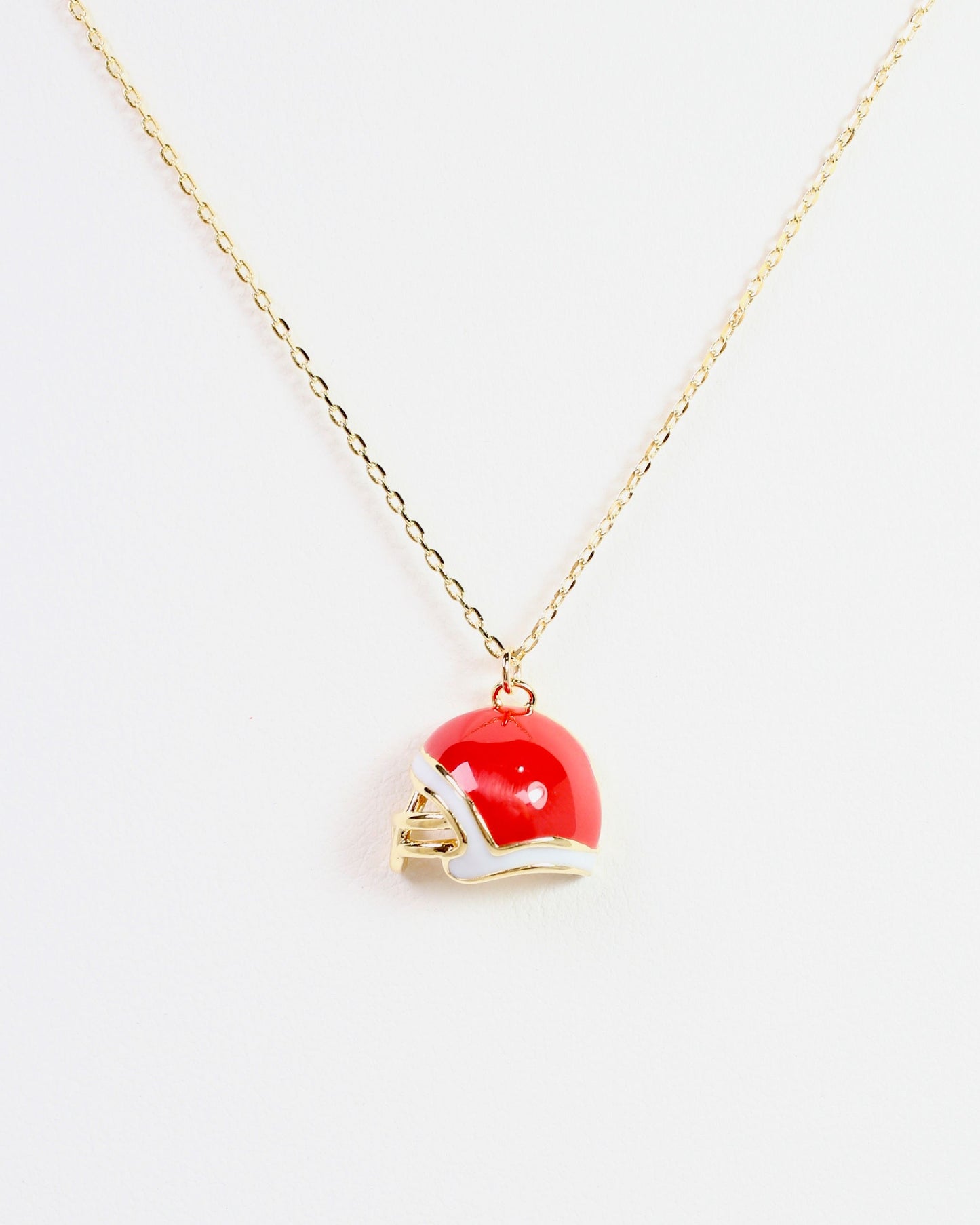 Enamel Helmet Necklace Red White