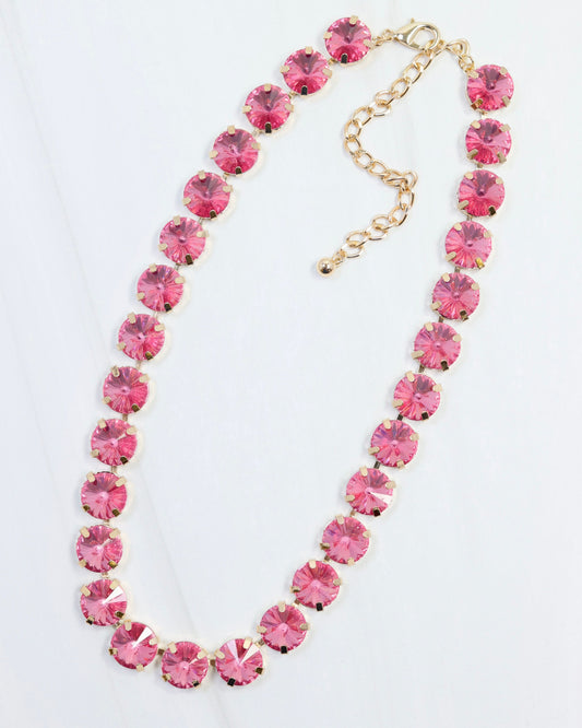 Harper Medium Rhinestone Necklace Rose