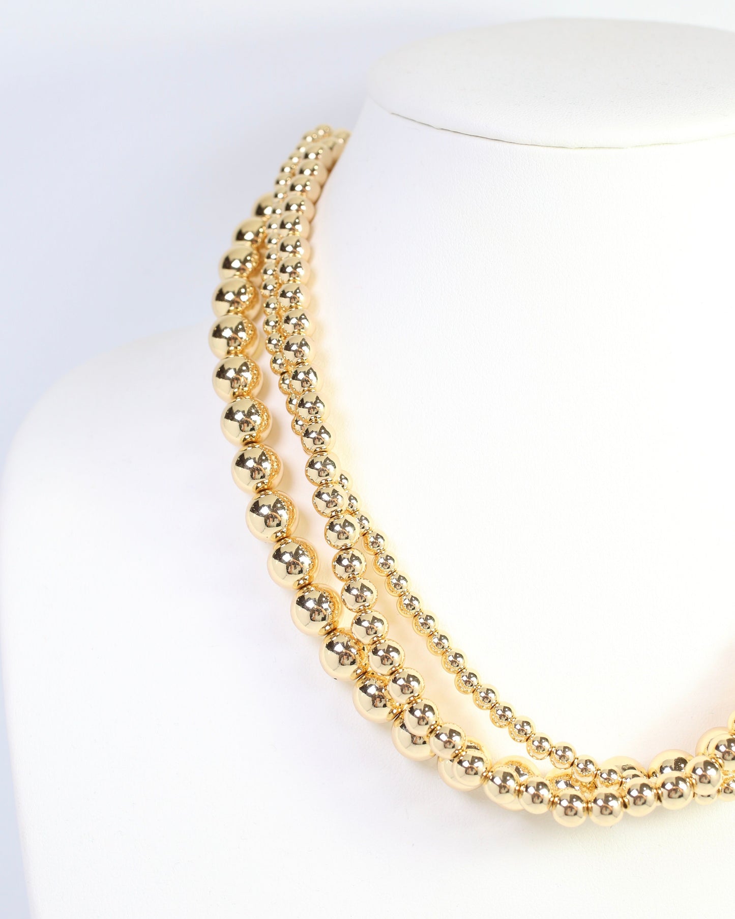 Bailey Layered Beaded Necklace Gold