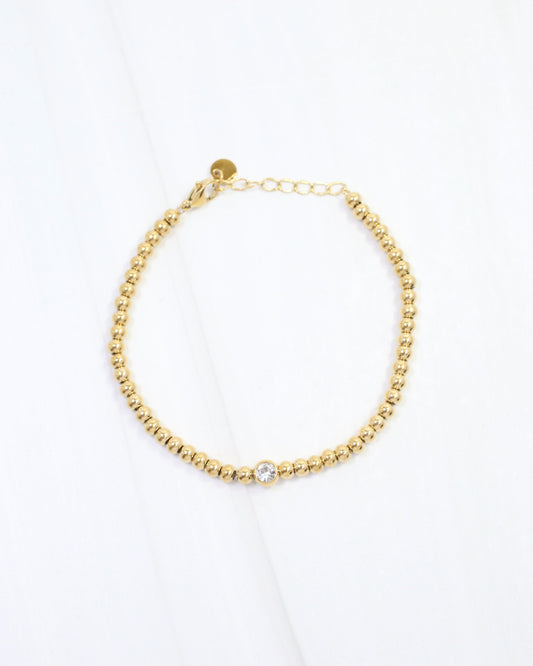 Rumi CZ Ball Bracelet WP Gold