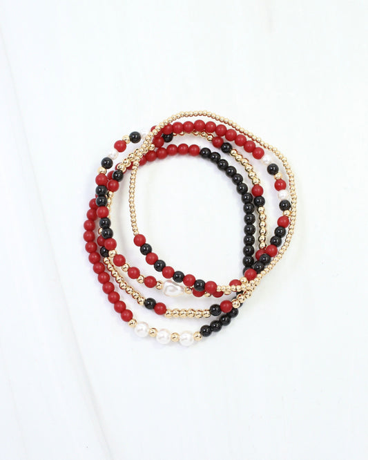 Josie Beaded Bracelet Set Garnet Black