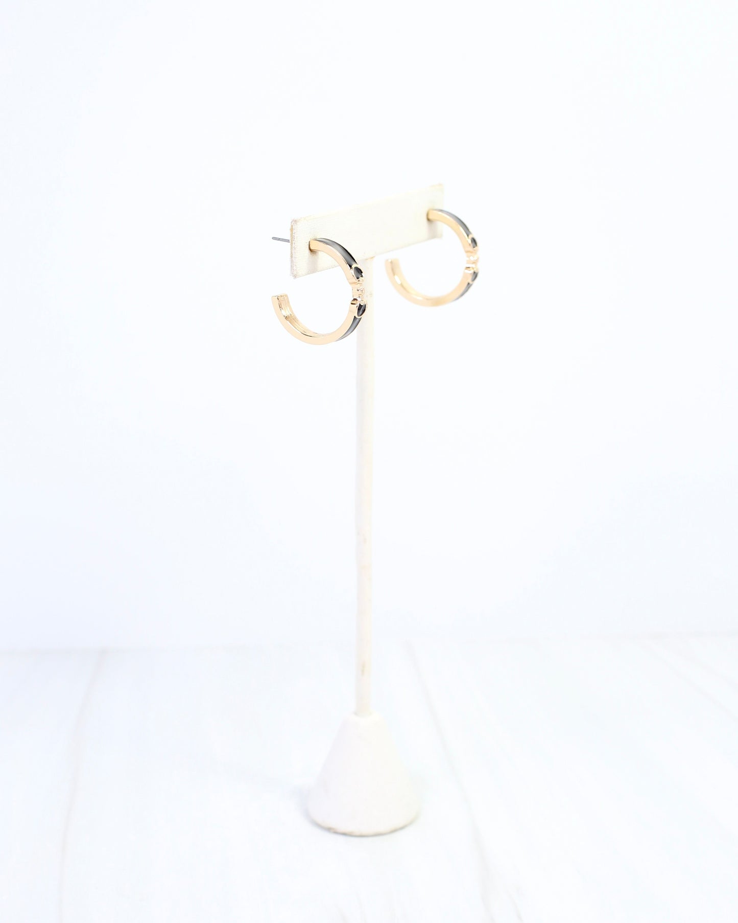 Kaylen Horsebit Hoop Earring Black