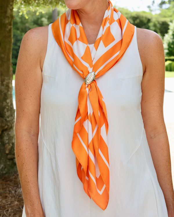 Calloway Checked Scarf Large Orange White