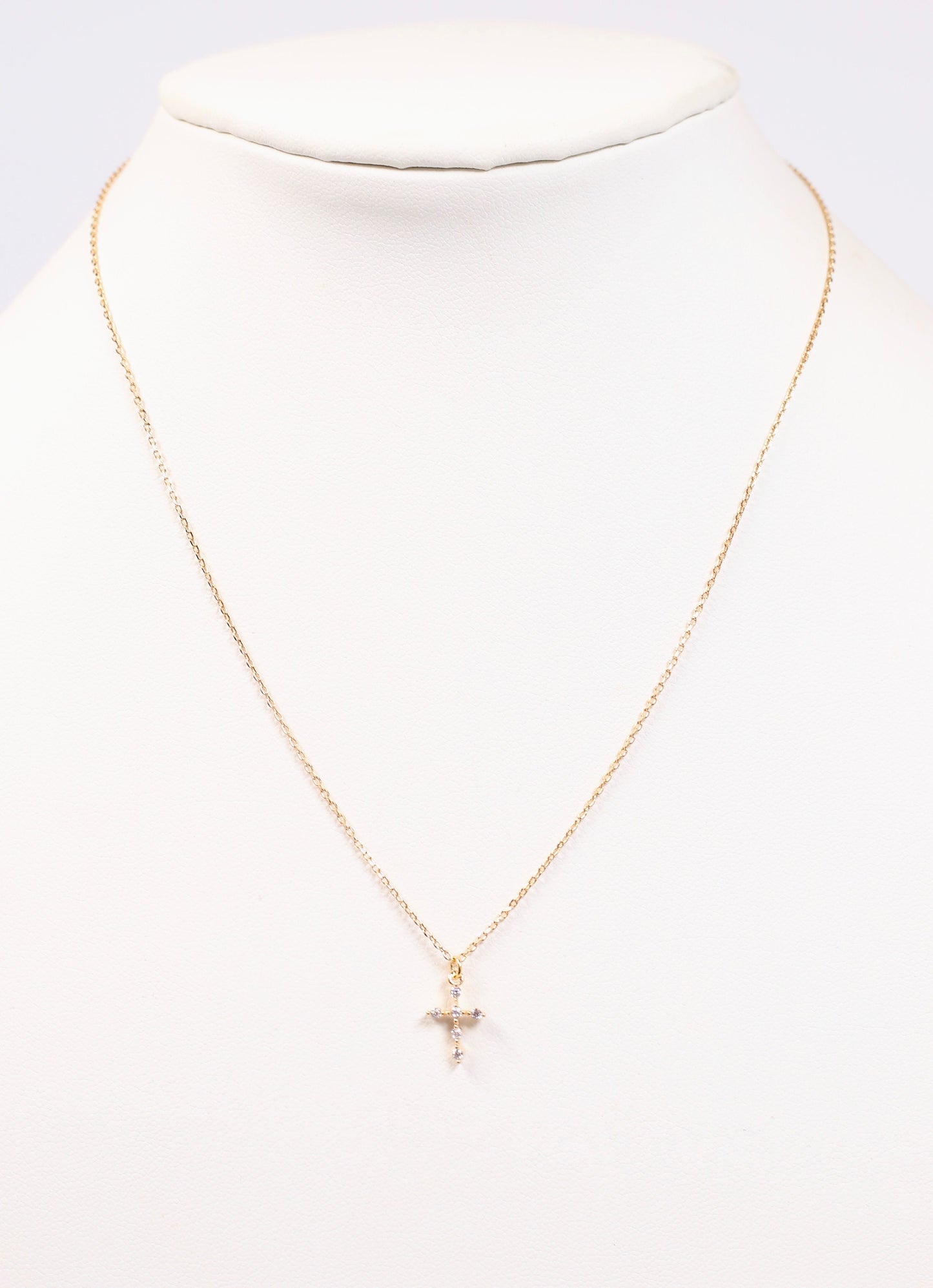Belief CZ Cross Necklace Gold