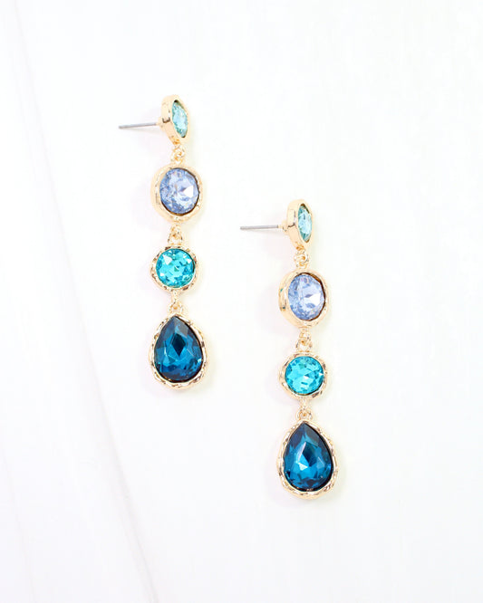 Sailish Linear Crystal Dangle Earring Blue Multi