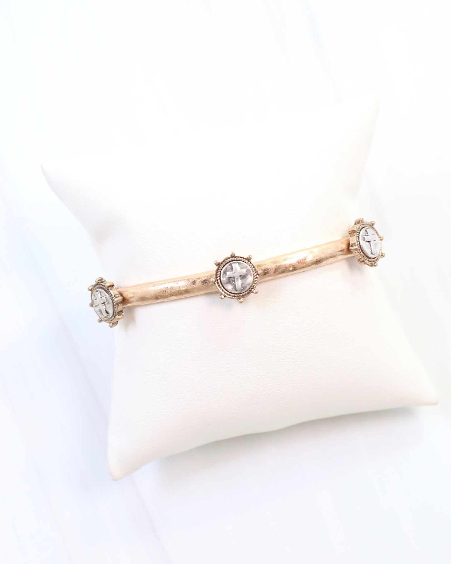 McLean Cross Stretch Bracelet Worn Gold