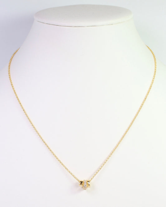 Kearney CZ Rondelle Charm Necklace WR Gold
