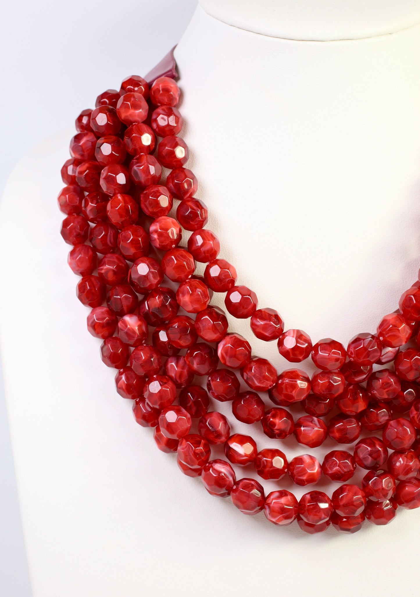 Cadence Multi Layered Beaded Necklace Burgundy