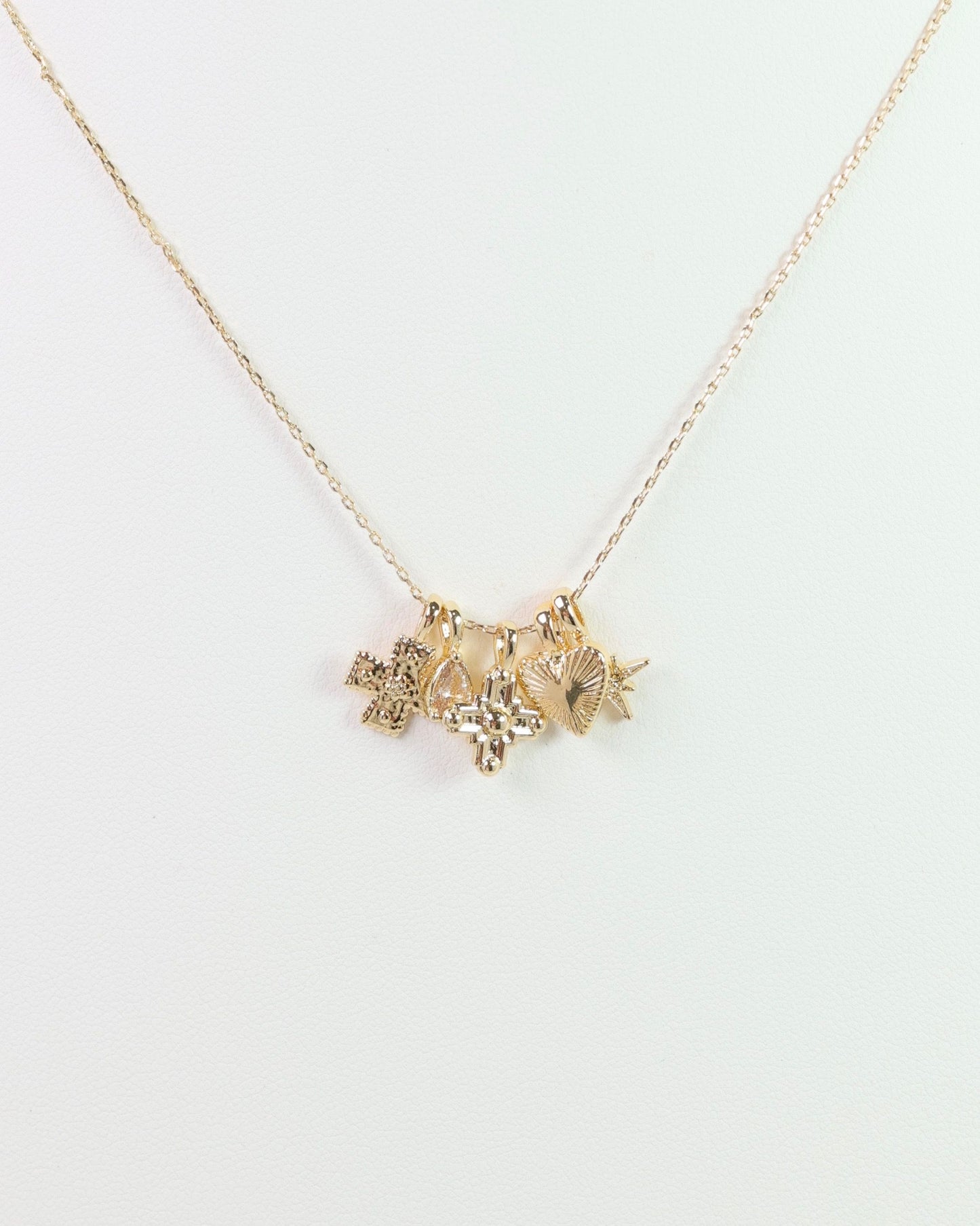 Cross My Heart Charm Necklace Set Gold