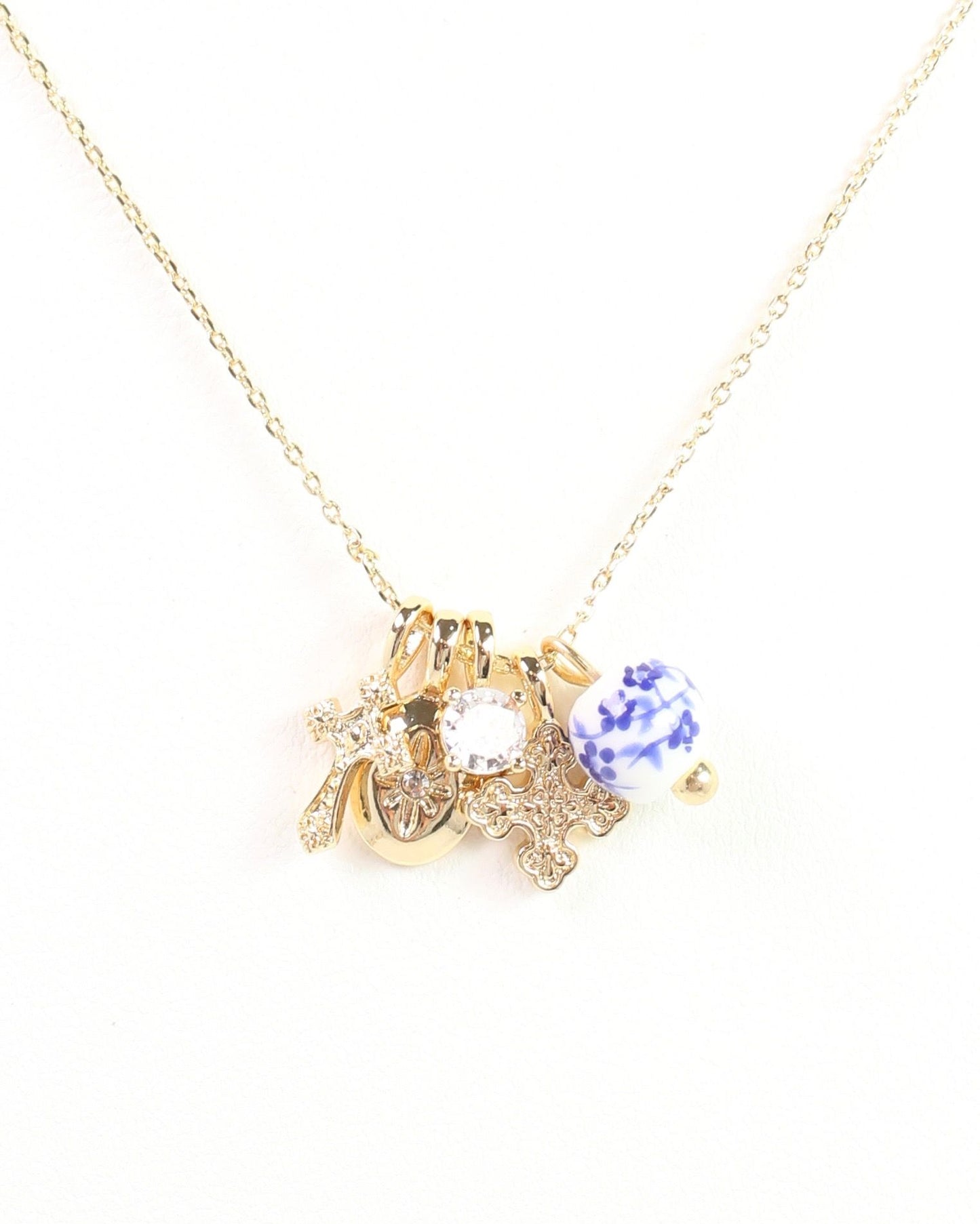 Crossing Blue Jordan Charm Necklace Set Gold