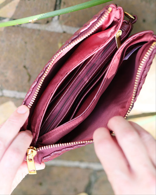 Liz Crossbody Bag Woven Burgundy