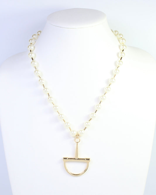 Carney Pearl Horsebit Necklace WR Gold
