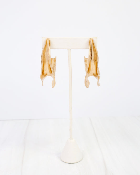 Henderson Hammered Artsy Hoop Earring Worn Gold