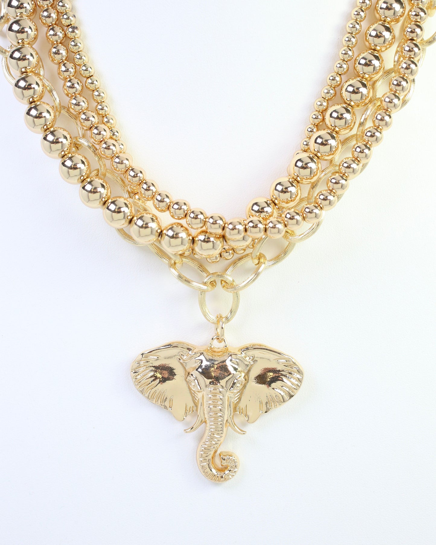 Bree Beaded Layered Necklace Elephant Gold
