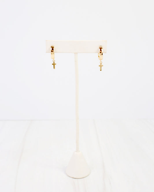 Scarsdale Cross Huggie Earring WR Gold