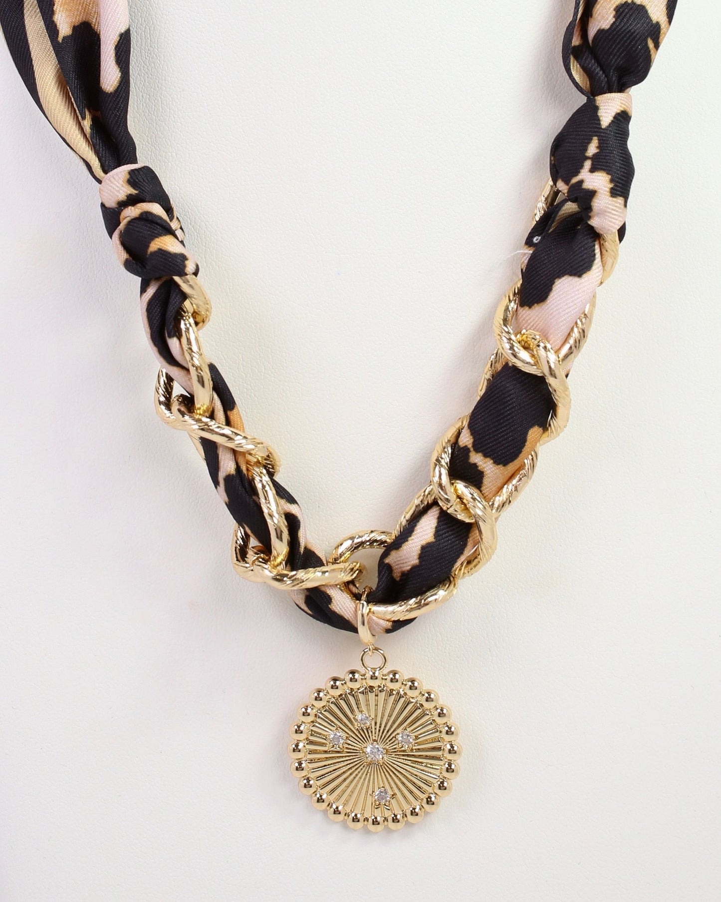 Sarah Scarf Charm Necklace Brown