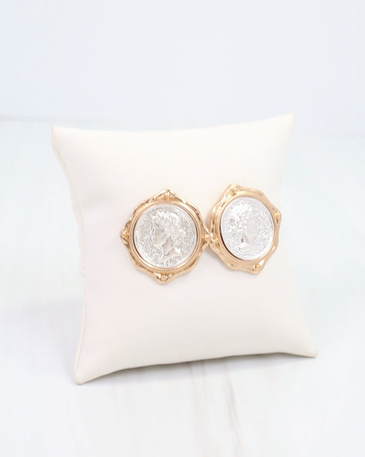 Coffs Harbour Coin Earring Worn Gold