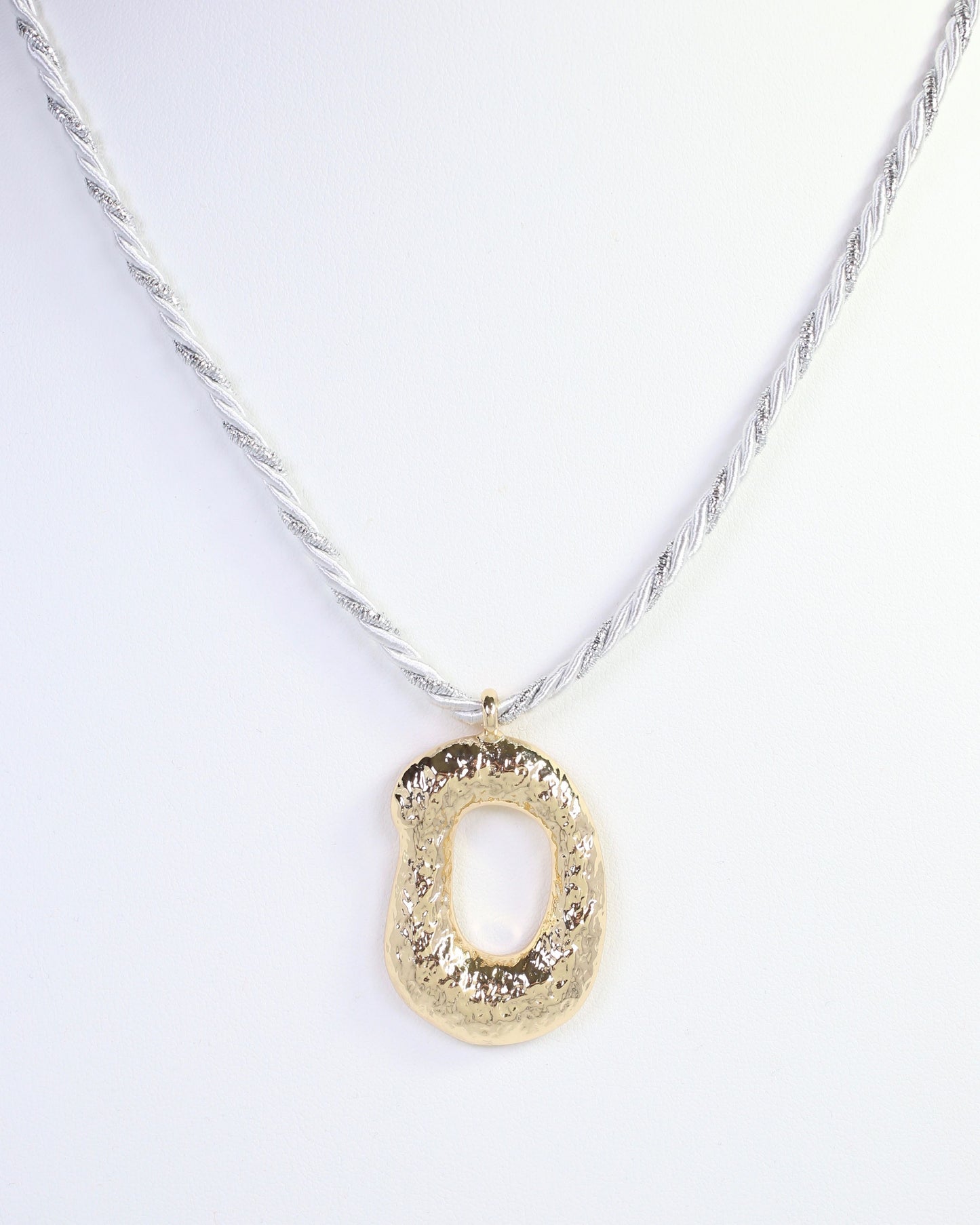 Morwell Hammered Pendant Cord Necklace Gold