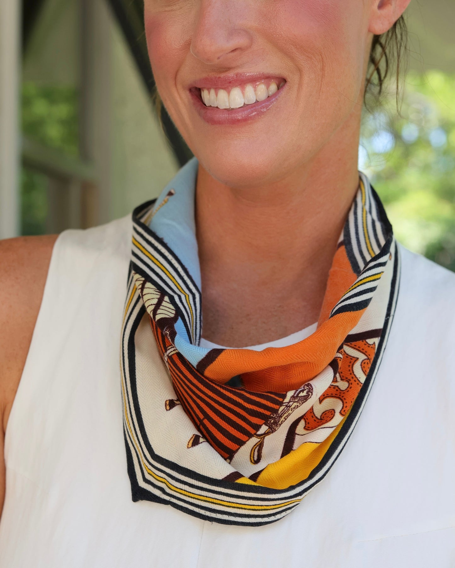 Harris Horse Print Scarf Orange