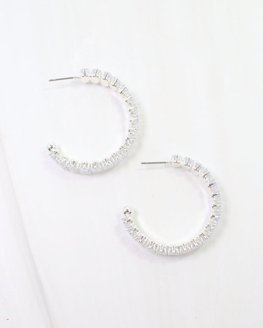 Holdenville Crystal Hoop Earring Silver