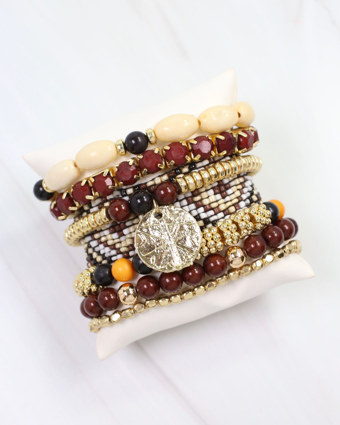 Sandusky Beaded Streatch Bracelet Set Natural