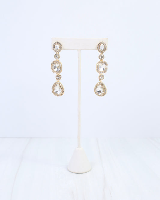 Beacon Crystal Line Drop Earring Gold