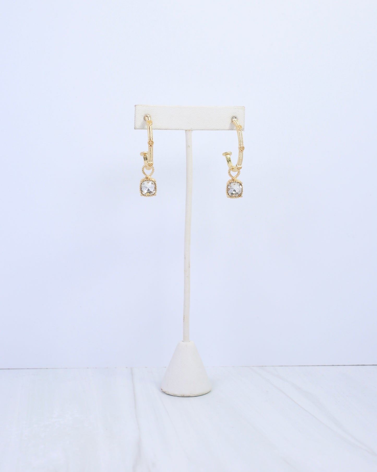 Anika Textured Medium Hoop With Dangle Clear