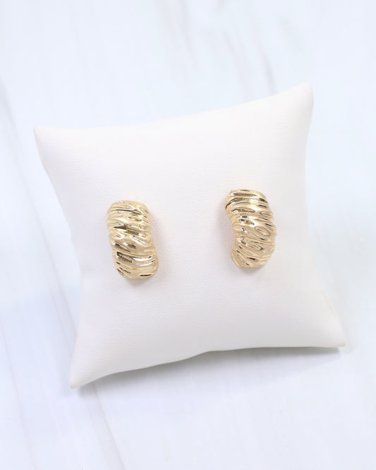 Annalise Textured Semi Hoop Earring Worn Gold