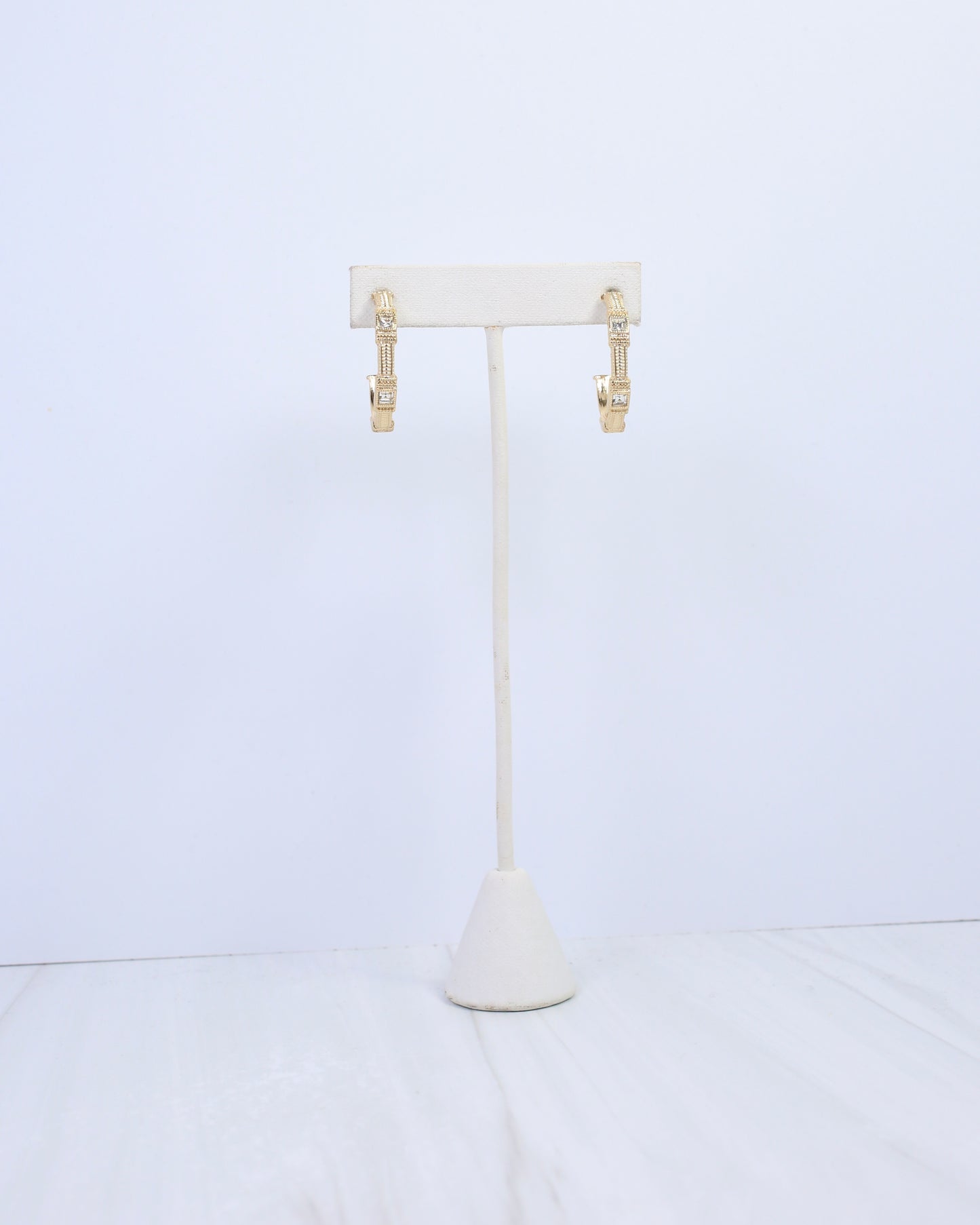 Ania Textured Medium Hoop Earring Clear