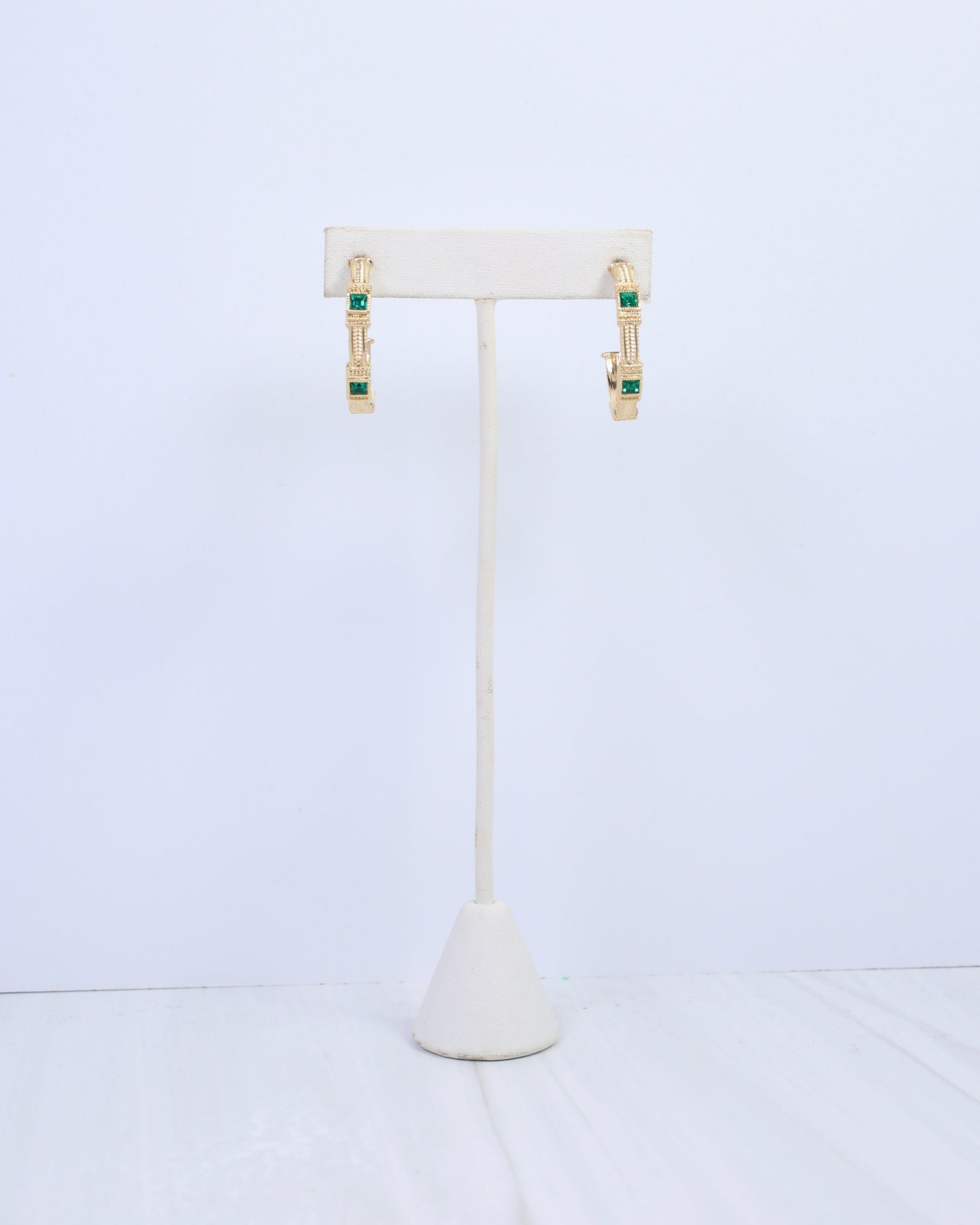 Ania Textured Medium Hoop Earring Emerald
