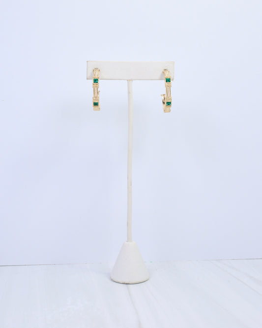 Ania Textured Medium Hoop Earring Emerald