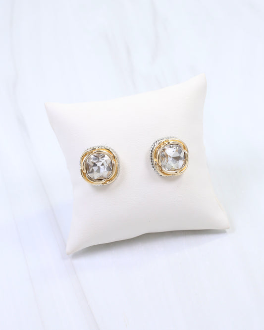 Anita Two Tone Crystal Stud Earring Gold Silver