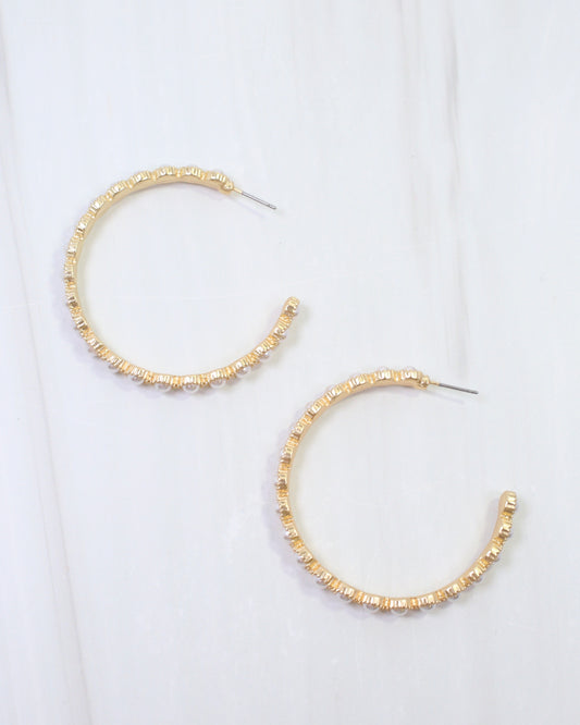 Blythe Pearl Lined Hoop Earring Matte Gold