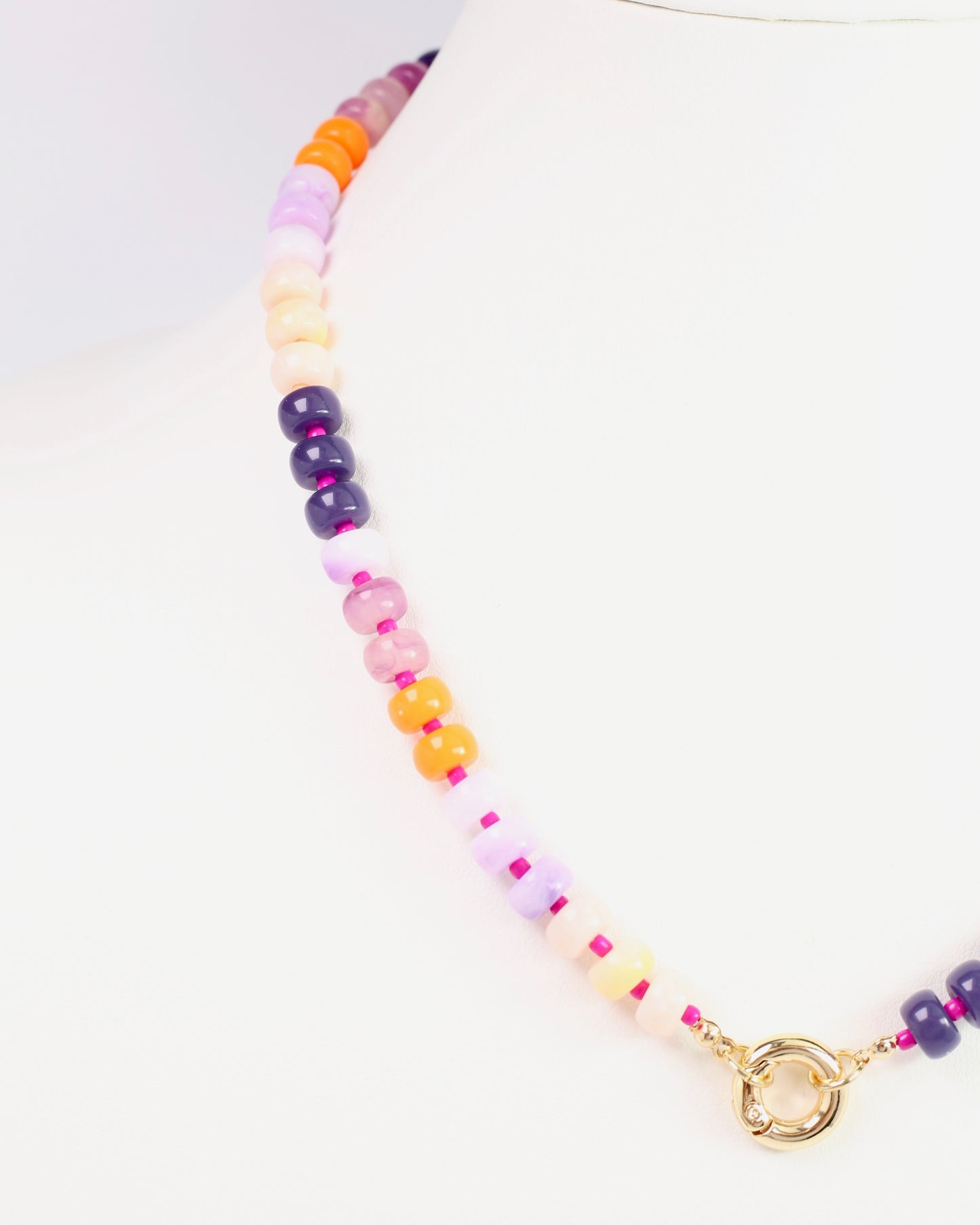 Iris Beaded Necklace Purple Orange