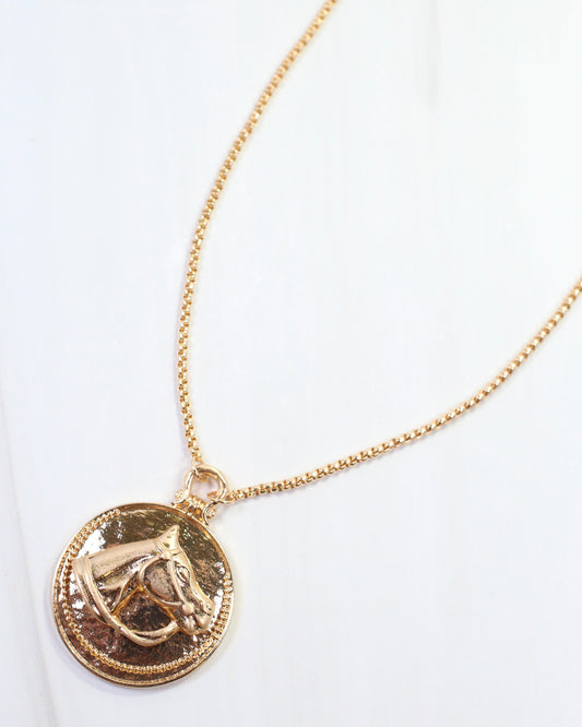 Loxton Horse Medallion Necklace Gold