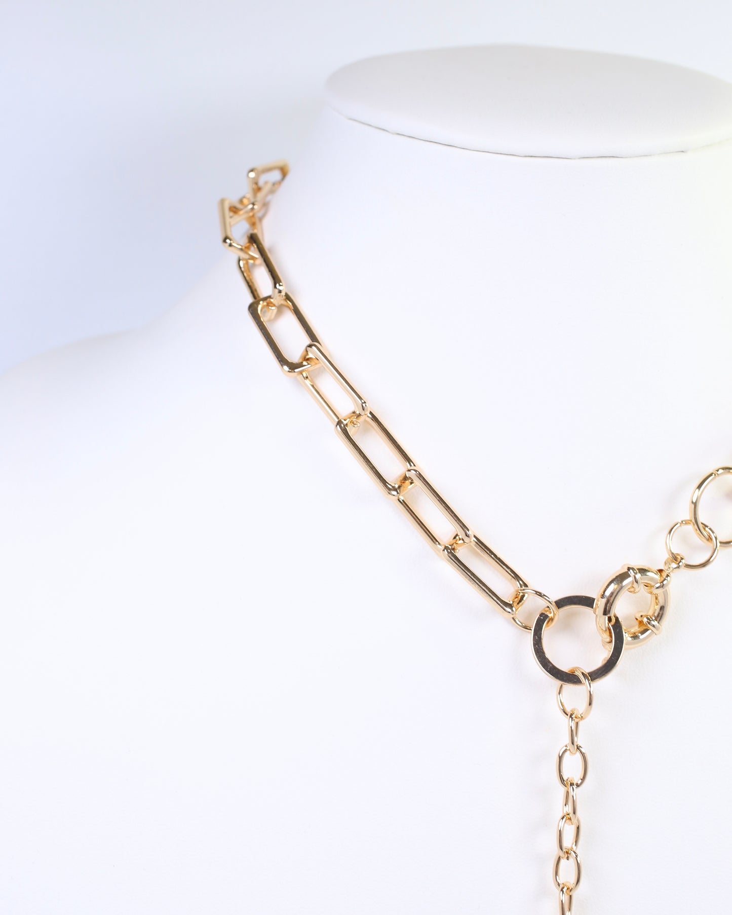 Amerie Square Link Y Necklace Gold