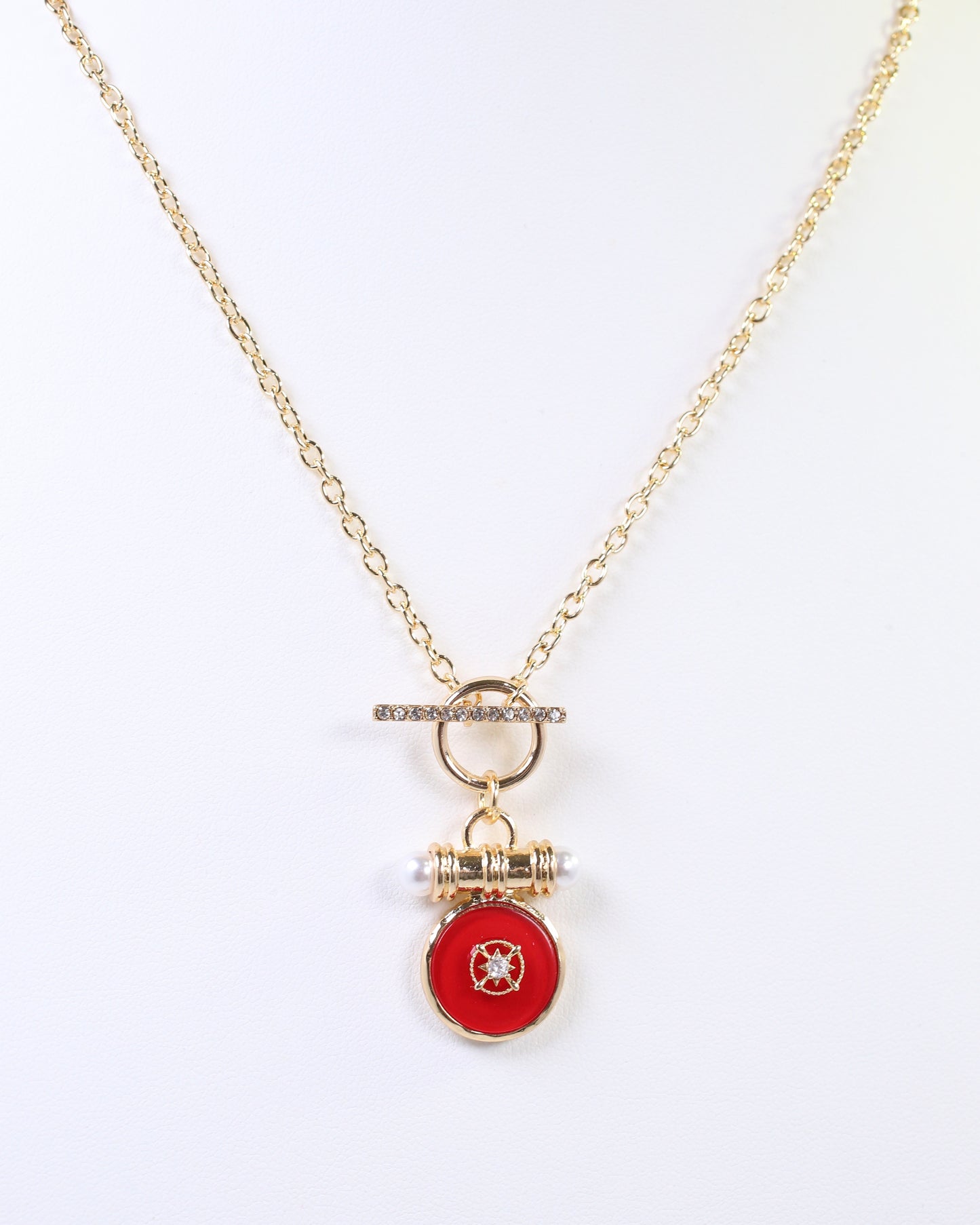 Kurri Circle Drop Necklace Red