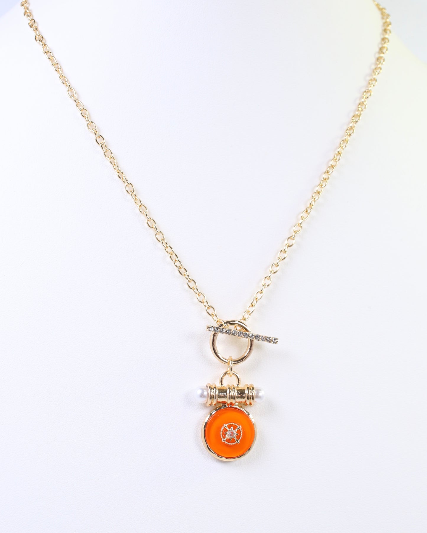 Kurri Circle Drop Necklace Orange