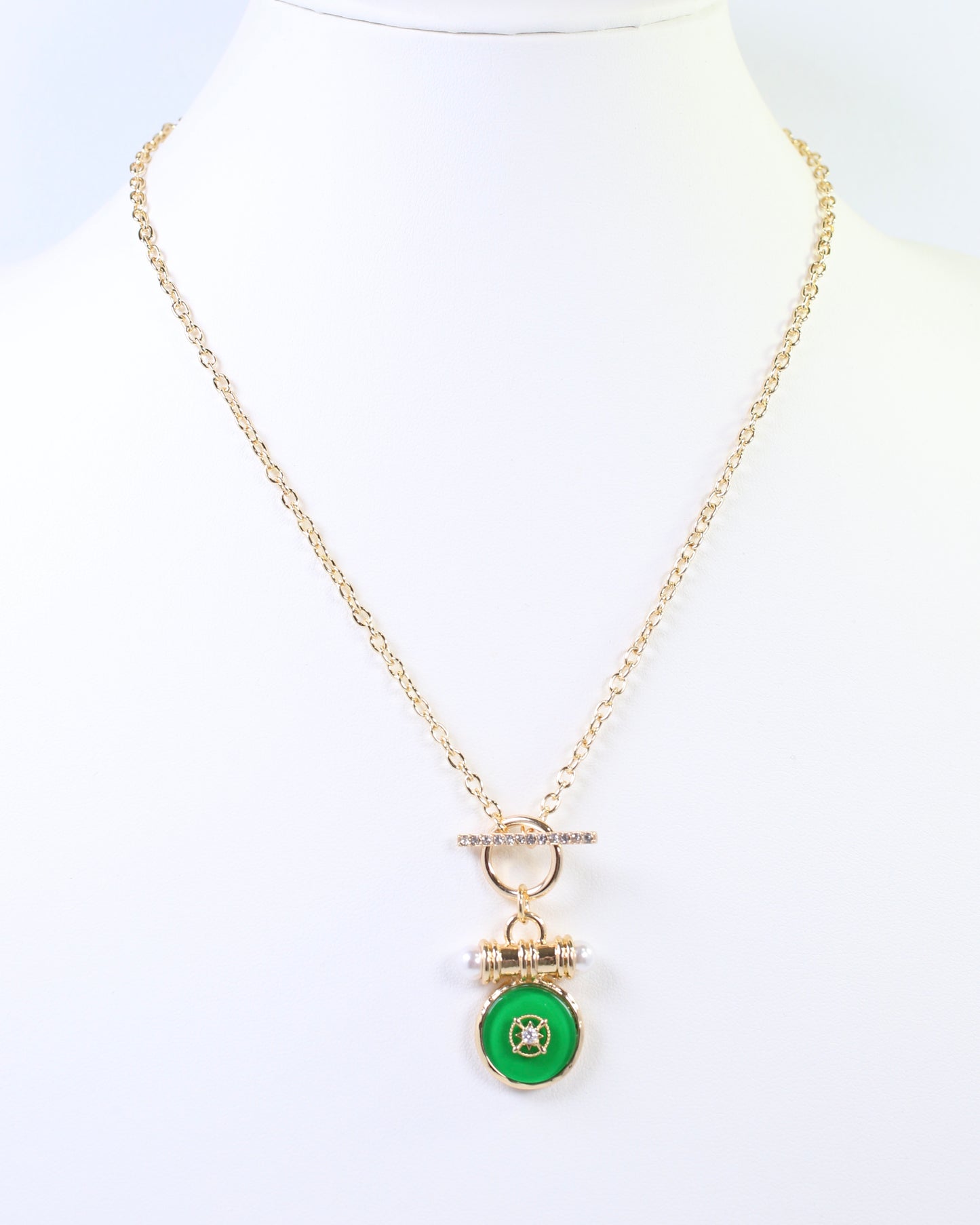 Kurri Circle Drop Necklace Green