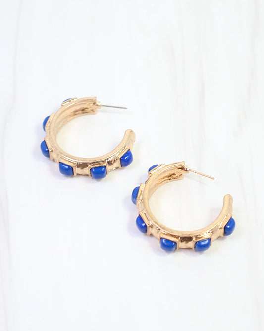 Allie Hammered Gold Earring Blue